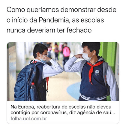  Na Europa reabertura das escolas não aumentou o contágio pelo novo coronavírus, afirma estudo