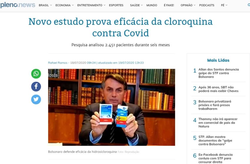 Estudo desenvolvido pelo Henry Ford Health System é insuficiente para comprovar o êxito da hidroxicloroquina no tratamento contra a COVID 19