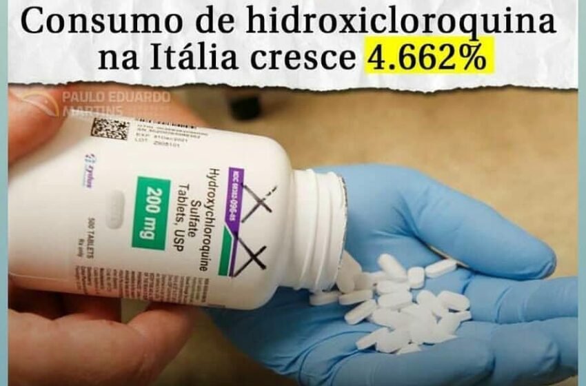  É fato que o consumo de hidroxicloroquina na Itália cresceu 4.662%, mas uso é desautorizado no país