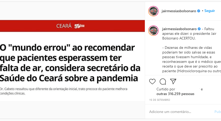  Secretário de Saúde do Ceará de fato afirmou que “o mundo errou” ao recomendar que pacientes esperassem ter falta de ar para ir ao hospital