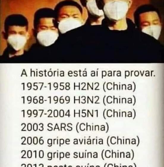  É falso que a China é o país de origem de todas as pandemias