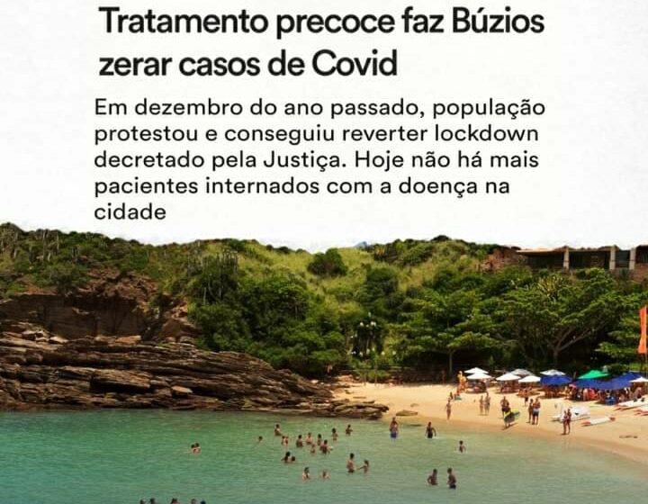 É falso que Búzios (RJ) zerou internações por covid-19 após tratamento precoce