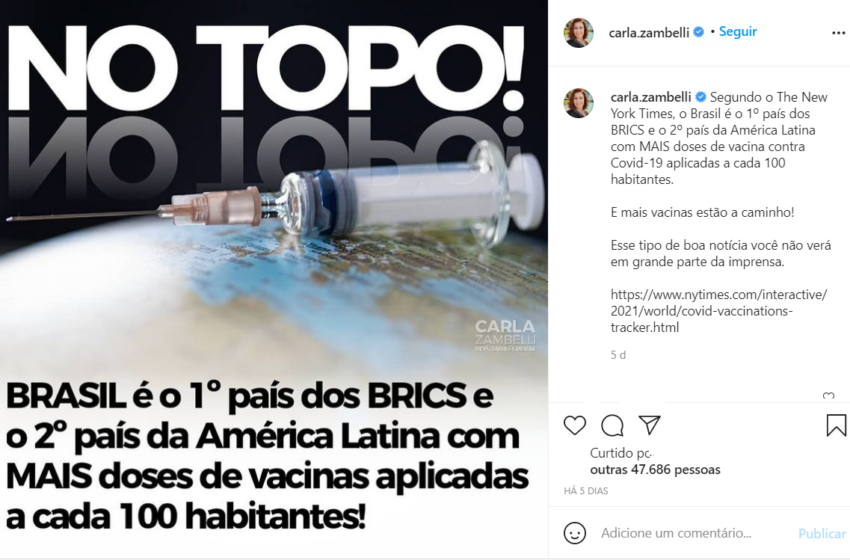  Brasil é o primeiro país do BRICS e o segundo da América Latina com mais doses de vacinas aplicadas contra a COVID-19?