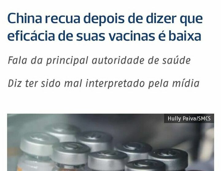  Fala de diretor do Centro de Controle e Prevenção de Doenças da China coloca em dúvida eficácia de vacinas produzidas pelo país