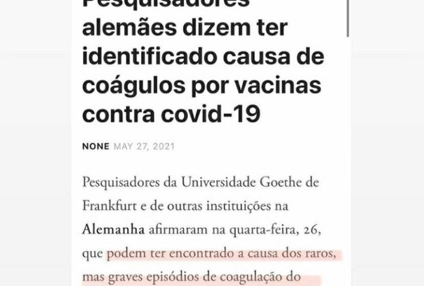Coágulos são provocados por vacina e causa foi descoberta por pesquisadores alemães? Entenda